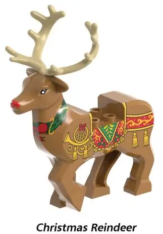 Festive Holiday Building Blocks: Santa & Reindeer Action Figures Set