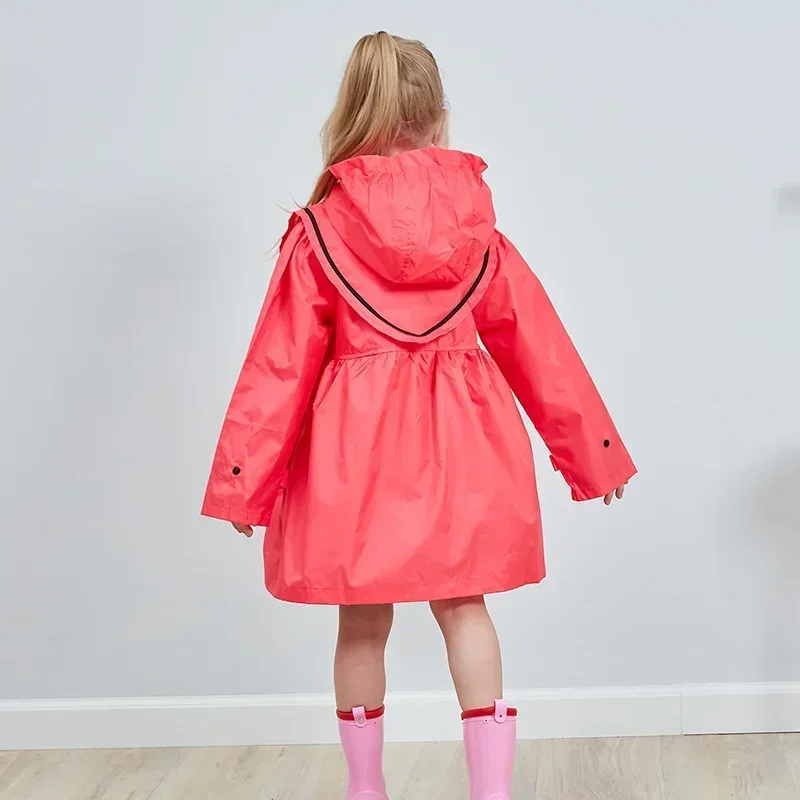 Raincoat Poncho Solid Princess Style kid's Raincoat Fashionable Girl Rain Poncho Waterproof and Breathable Rain Cover Comfortable Jacket