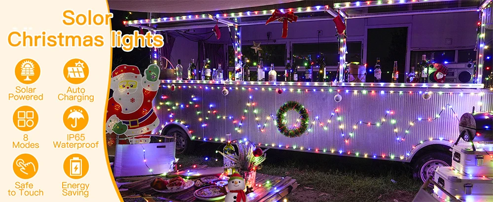 Solar Silver Wire Light String Halloween Christmas Weddings Parties Outdoor Waterproof Eaves Decorations Fairy String Lights