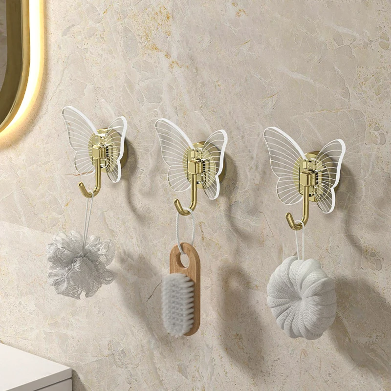 Light Luxury Butterfly Hook Without Punching Clothes Hats Hook Wall  Decoration Acrylic Storage Rack Bathroom Kitchen Accessories - AliExpress