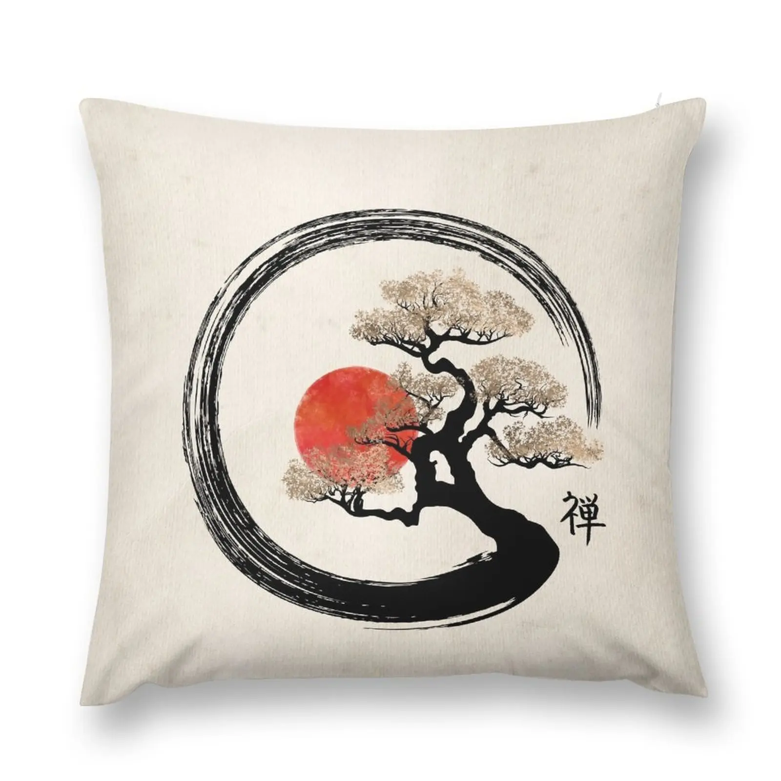 

Enso Circle and Bonsai Tree on Canvas Throw Pillow Cushion Child Cushions For Sofa