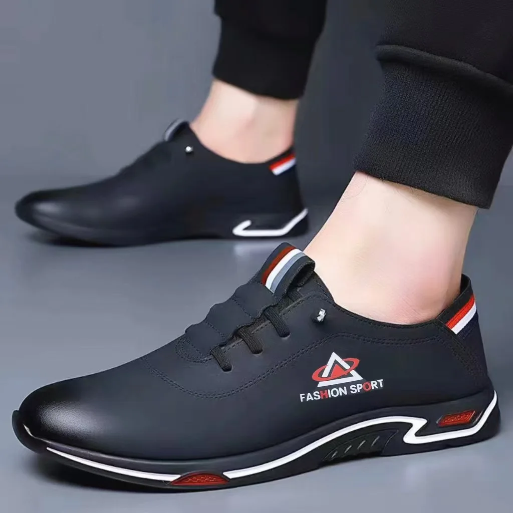 Men's Shoes Fashion Soft Soled Men Casual Shoes British Style Formal Shoes Breathable Lace-Up Bottom Light Sneakers Male Size 3