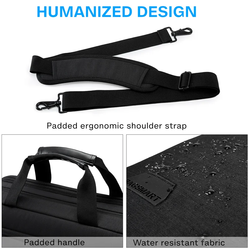 Bagsmart-bolsa Expansível para Laptop para Homens e Mulheres Maleta para Computador Bolsa de Ombro para Negócios Trabalho Viagens 17.3 Polegada - Imagem 2