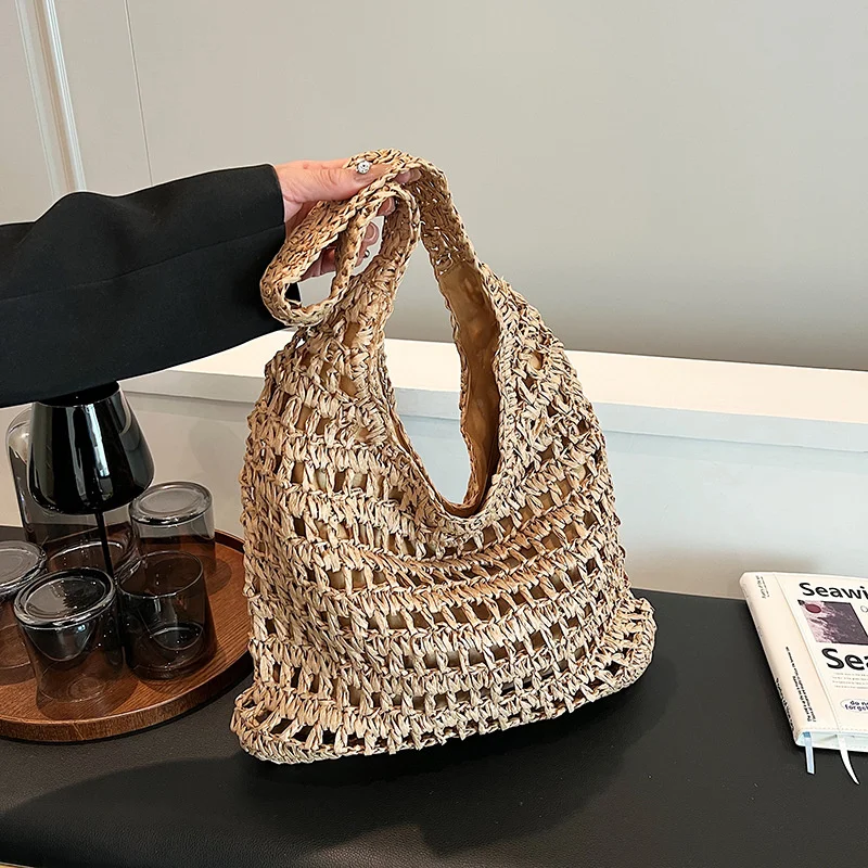 Summer Straw Woven Bag for Women Shoulder Bag Raffia Paper Rope Boho Beach Handbags Casual Messenger Crossbody Bag Female Purse