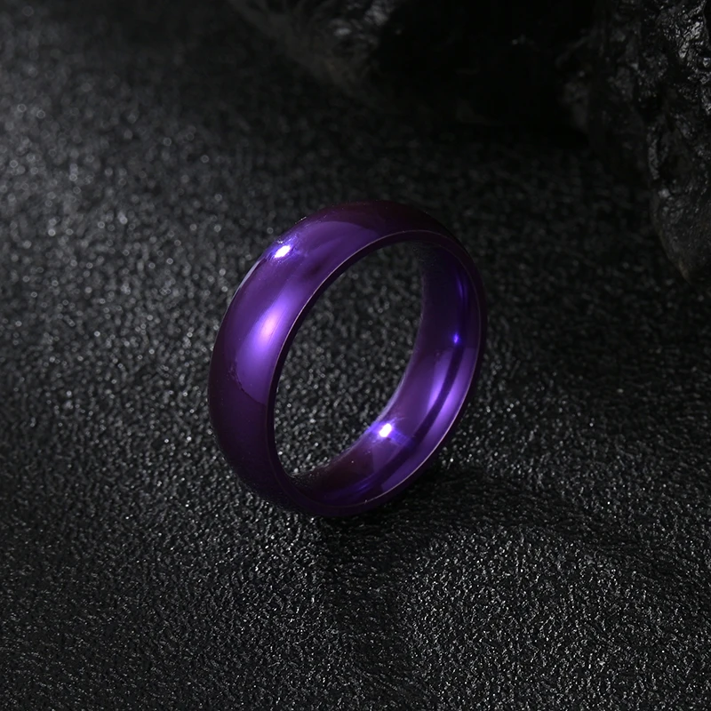 간단한 6/8mm 스테인레스 스틸 결혼 반지 보라색 부드러운 여성 남성 커플 반지 여성을위한 패션 쥬얼리 кольца