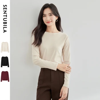 SENTUBILA Inverno Slim Fit Pullover in maglia Casual Solido Girocollo Manica a goccia Basic Accogliente Top Abbigliamento donna 2024 Nuovo W44S58608 1