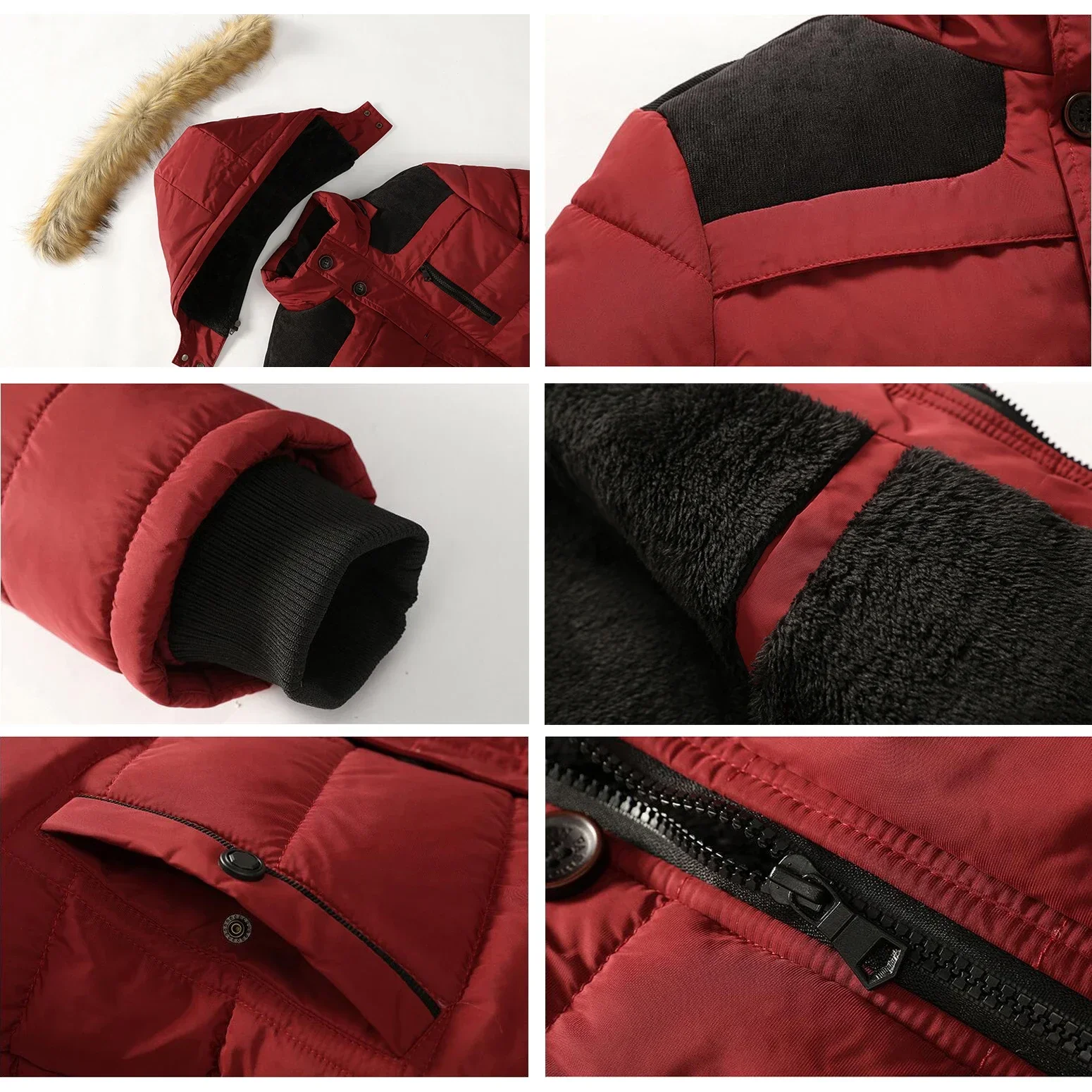Down Jacket Cotton Jacket Parka Coat Parkas Coat Fur Collar Hooded Parka Down Jackets Outerwear Thick Male Warm Overcoat Wool Liner Coat Winter New Men Warm Cotton Jacket Coats