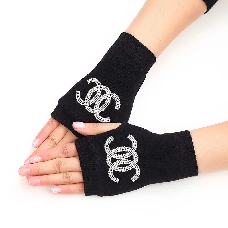 Bare finger rivet black half finger show gloves