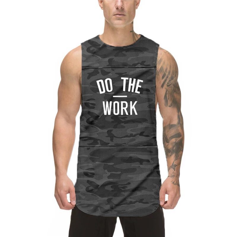 

Camouflage New Summer Mesh Moisture Wicking Quick Dry Brand Clothing Gym Bodybuilding Men's Casual Sleeveless Hip Hop Tank Tops