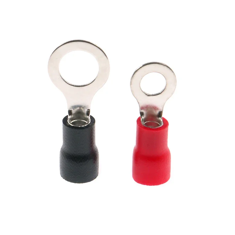 Electrical Wire Terminal 50Pcs RV1.25-5 RV2-4 RV2-5 RV3.5-4 RV5.5-5 Wire Terminal Crimp Splice PVC Insulation Circular Round Cold Press Cable End Connect