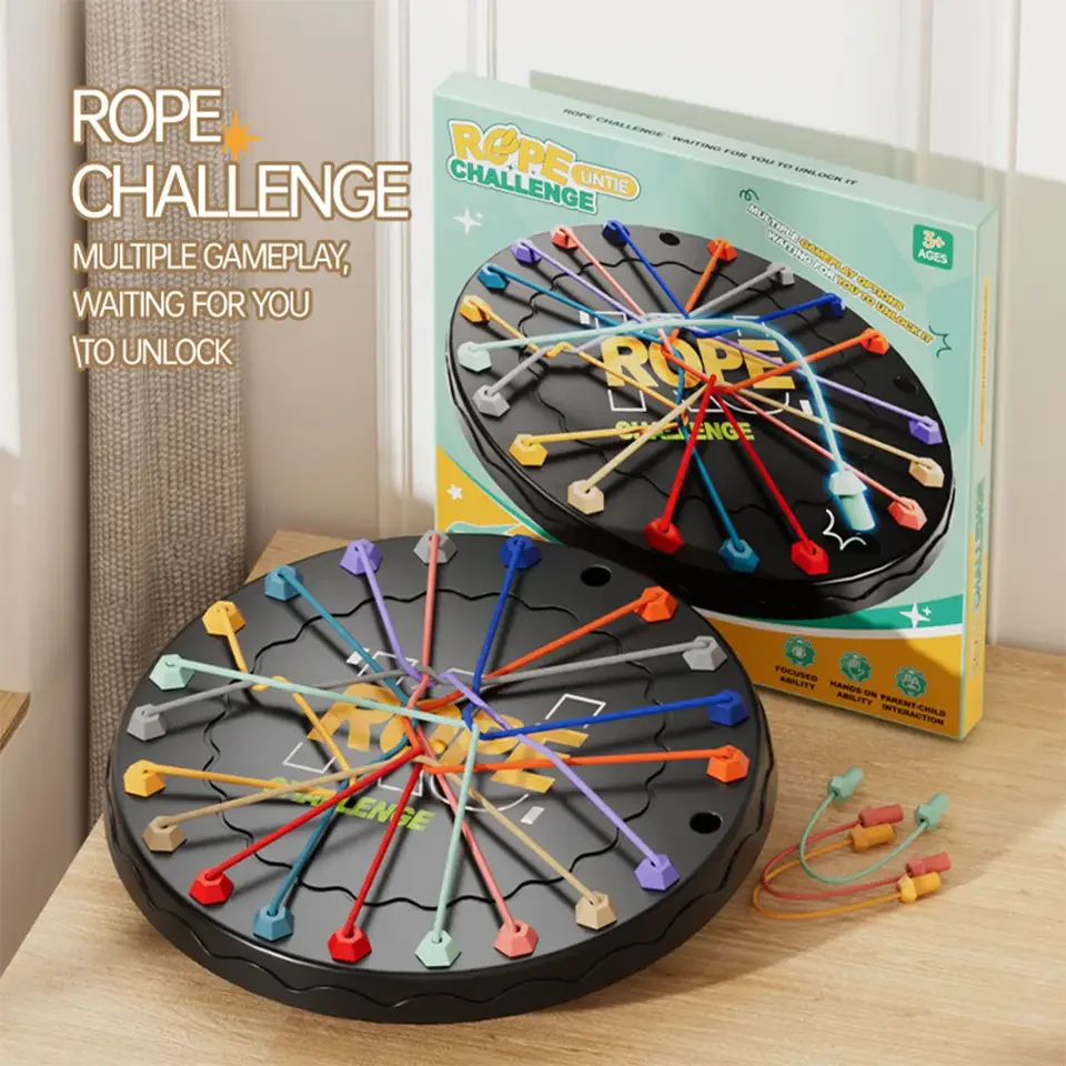 Kid Rope Knots Puzzle Social Board Game Knots Rope Untangling Game Twisted Sorting Toys Logic Thinking Challenge Table