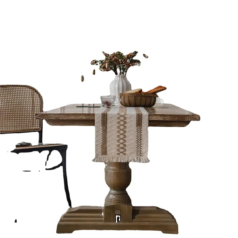 Description Picture 6 of itemCotton Linen Table Runners Tassel Runner for Dining Table Decoration Striped Splicing Modern Elegant New Year 2024 Table Track