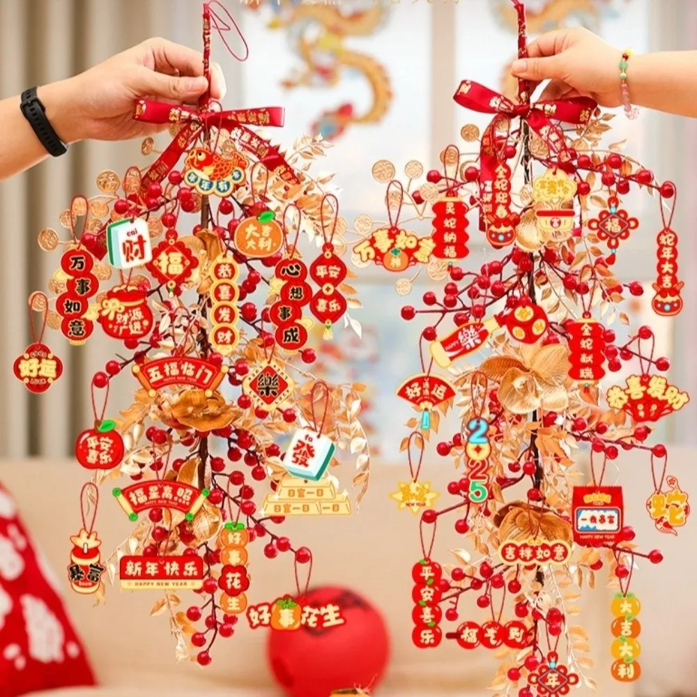 Chinese Style New Year Decoration Handmade Festive Atmosphere Spring Festival Decoration Traditional Hanging Door Decor