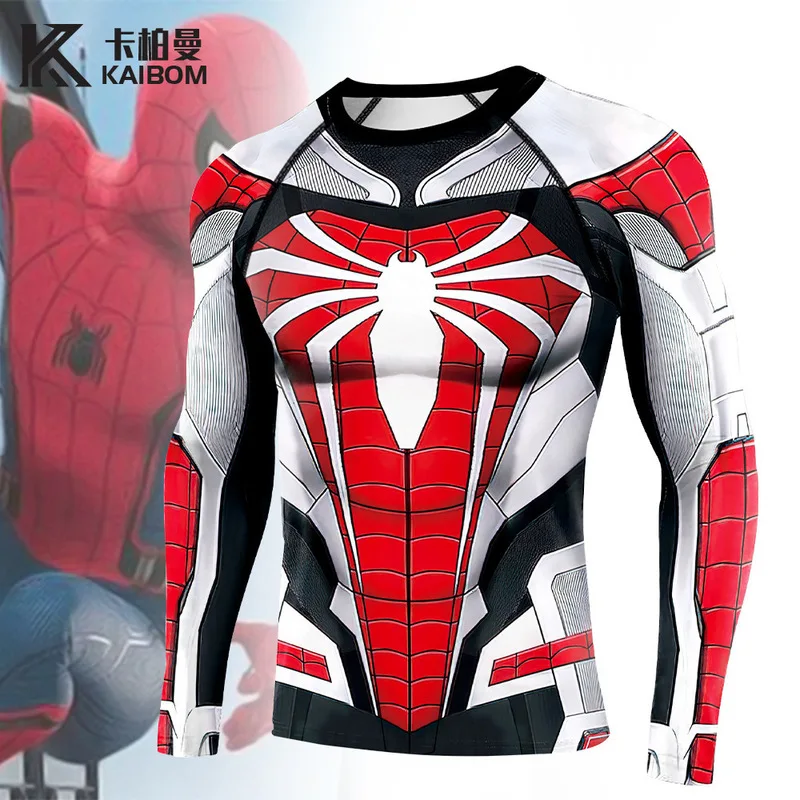 

Футболка для фитнеса «Человек-паук», Быстросохнущий костюм с длинным рукавом для косплея, супергерой, бодибилдинг, спортивные тренировочные топы для фитнеса, мужской подарок