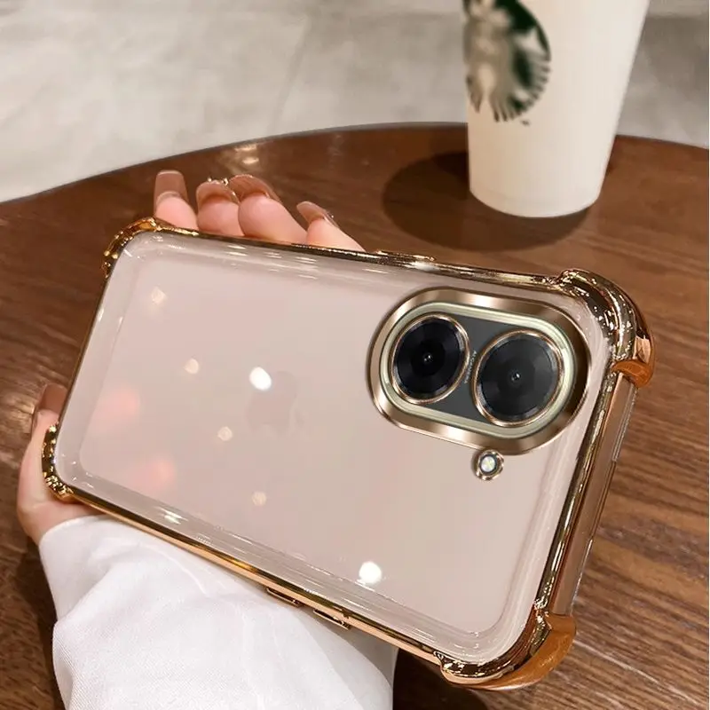 Clear Transparent Shockproof Plating Silicone Case - Soft Back Cover