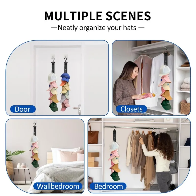Baseball Cap Storage Organizer 1PC 8 Clips Closet Hanging Cap Organizer Baseball Caps Golf Caps Storage Hook hat rack