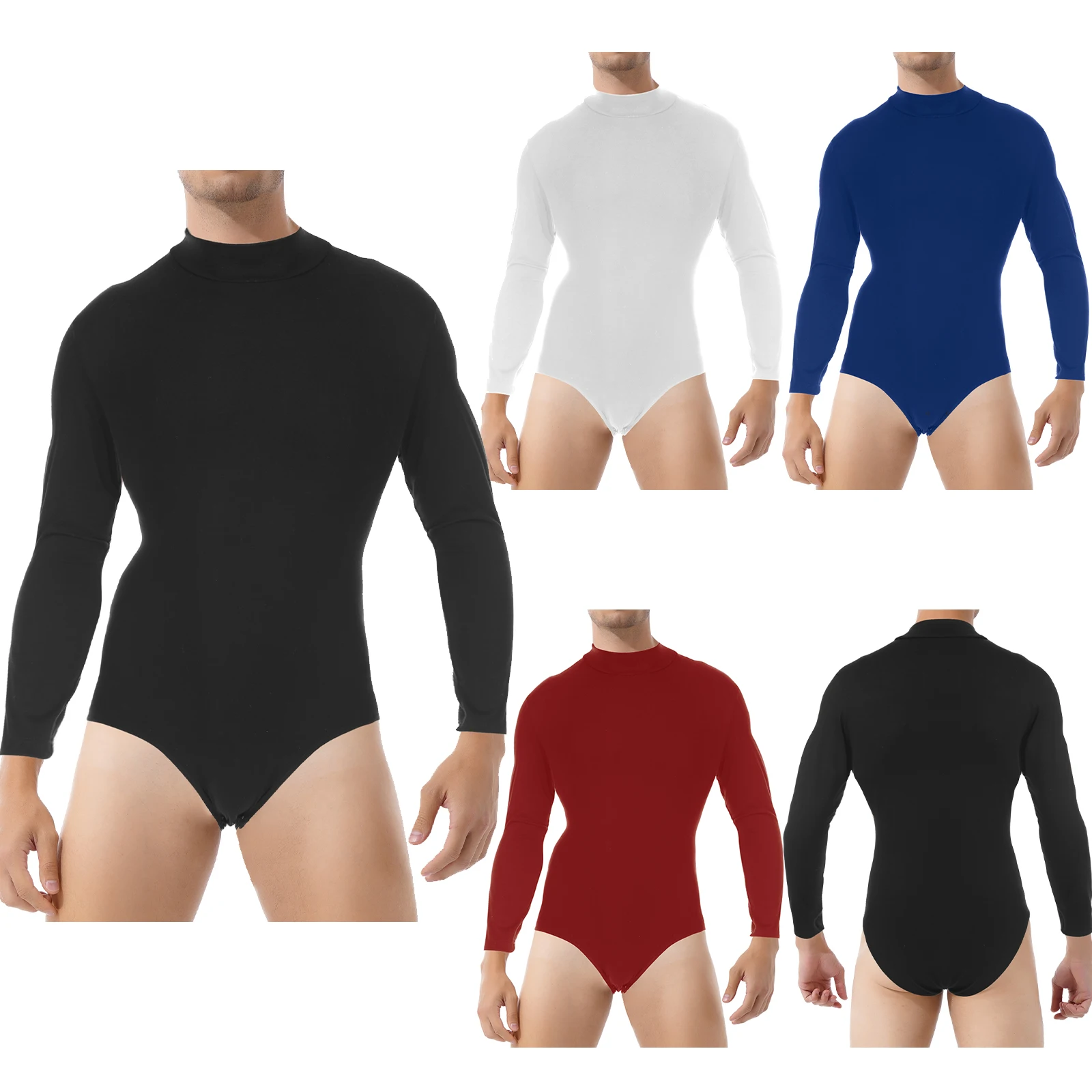 Men Ballet Dance Gymnastic Long Sleeve Solid Color Leotard Gym Sport Training Undershirt Modern Contemporary Ballroom Dancewear ballet leotard,dance leotard