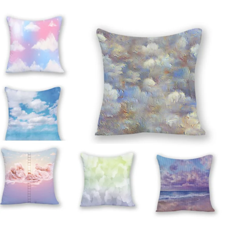 

Decorative Pillows Polyster Linen Cushion Covers Cartoon Nordic Velvet Colorful Cloud Square Pillowcases for Pillows 45x45 E2112