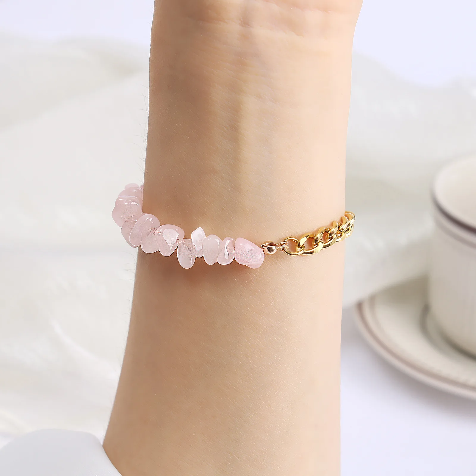 Stainless Steel Bracelet Bohemian Bracelets 316l Stainless Steel Natural Crystal Purple Stone Bracelet For Woman