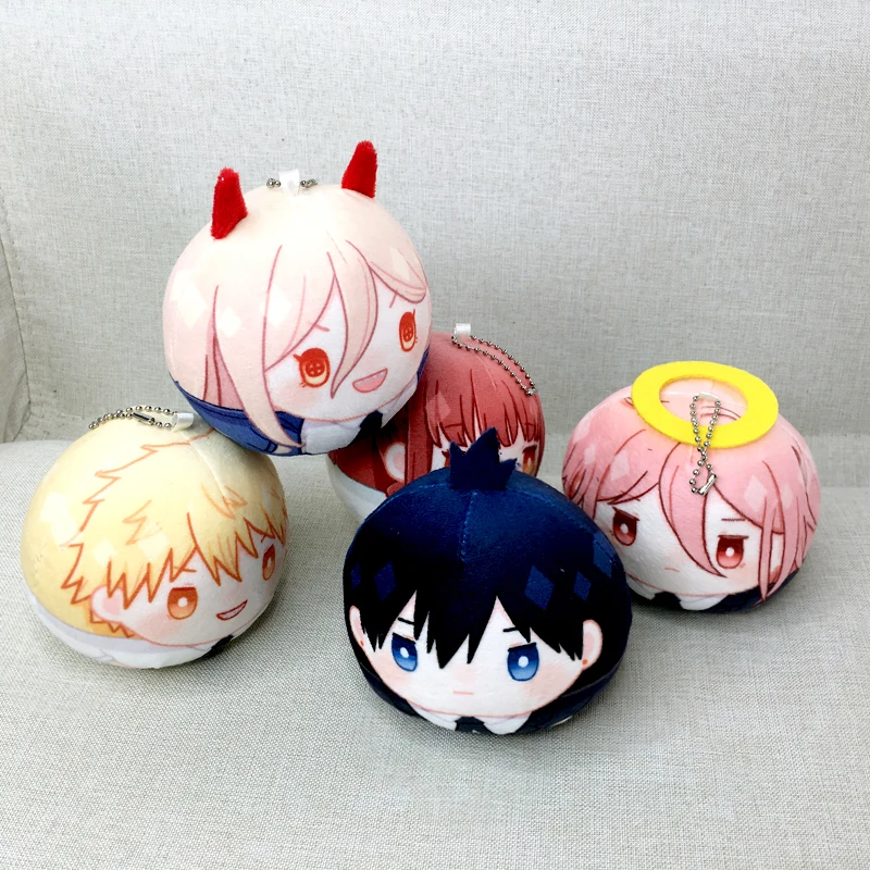 

Chainsaw Dolls Man Round Shape Plush Denji Makima Angel Power Hayakawa Aki Stuffed Toys Keychain School Bag Pendant Size 10cm