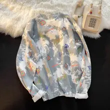 

Plus Velvet Thick Warmth Retro Lazy Wind Loose Jacket Simple Printing All-match Casual Autumn and Winter New Sweater