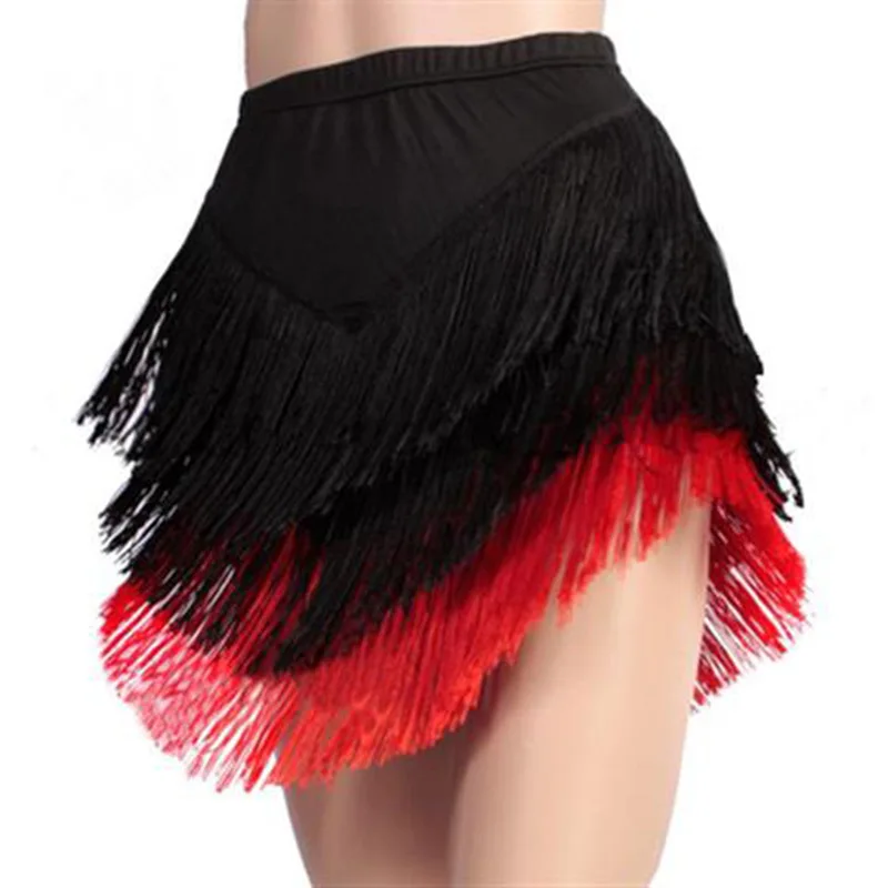 Dance Skirt Adult Latin Women's Dance Performance Three-layer Tassel Irregular Short Modern Costume