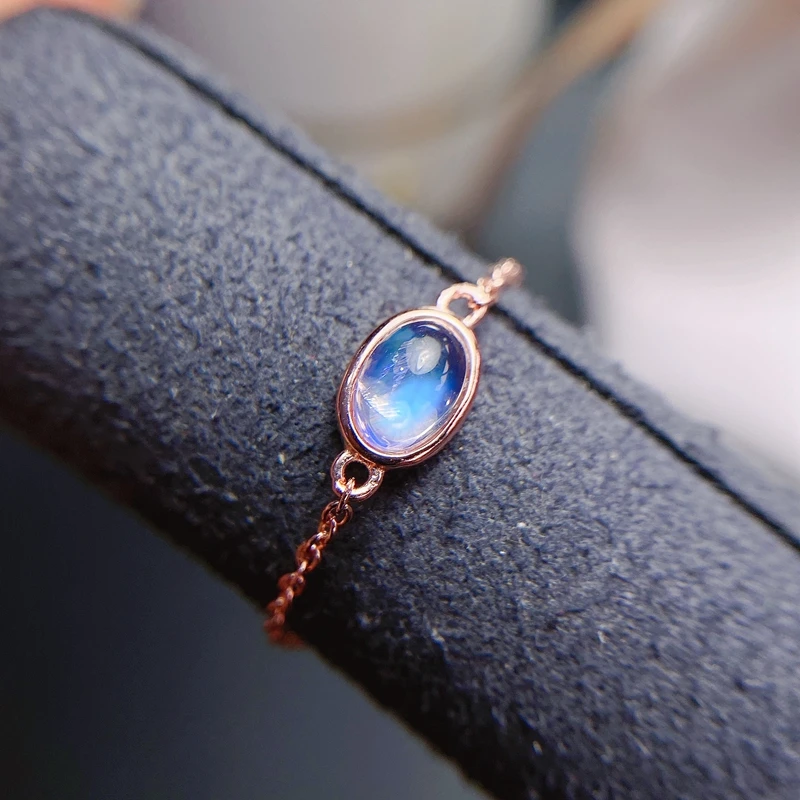 Thin ALTERNATING LEAF Ring / Blue Moonstone & Diamonds - Conni Mainne