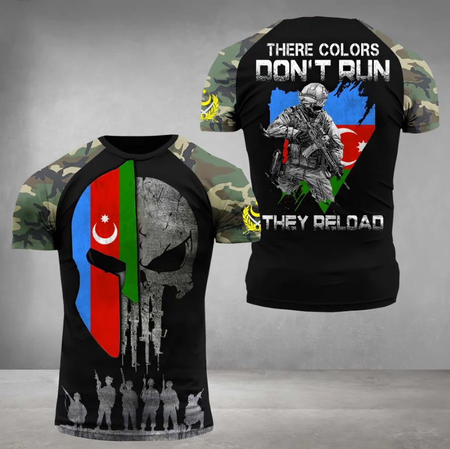 

Custom Azerbaijan National Emblem Men's T-Shirt Summer Round Neck Short Sleeve Shirt