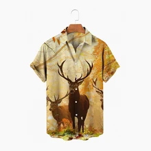 

Summer Fashion Men's Animal Print Hawaiian Shirt Short Sleeve Button Botanical Print Casual Beach Hawaiian Shirt Plus Size 5XL