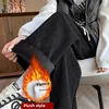 Autumn Winter New Style Fleece Lined Corduroy Pants Wide Leg Casual Straight Cut Women's Fashionable Comfortable Versatile Trous