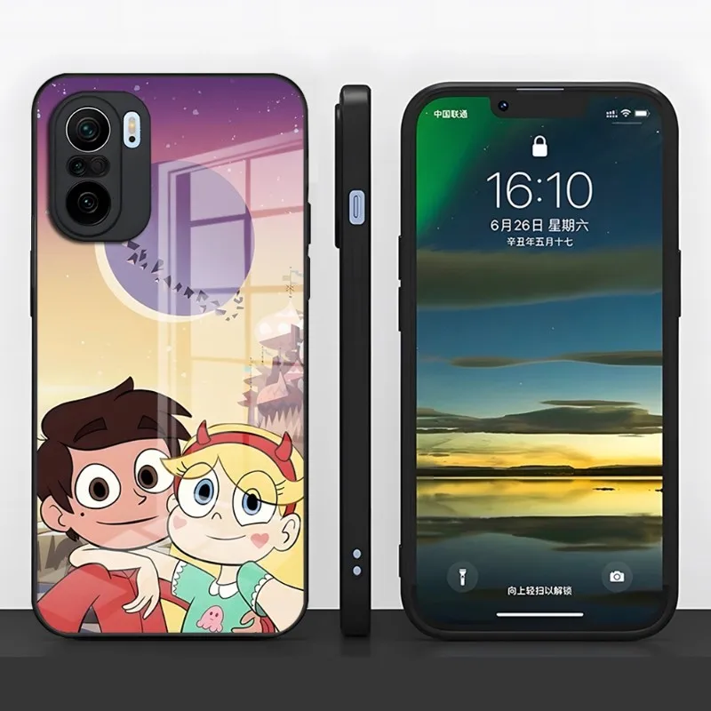 Чехол со звездами из мультфильмов против силы зла для Xiaomi 13 10 10T 11i 11T Redmi Note 8 9 11 11S Pro Poco M4 X3 F3 стеклянный чехол