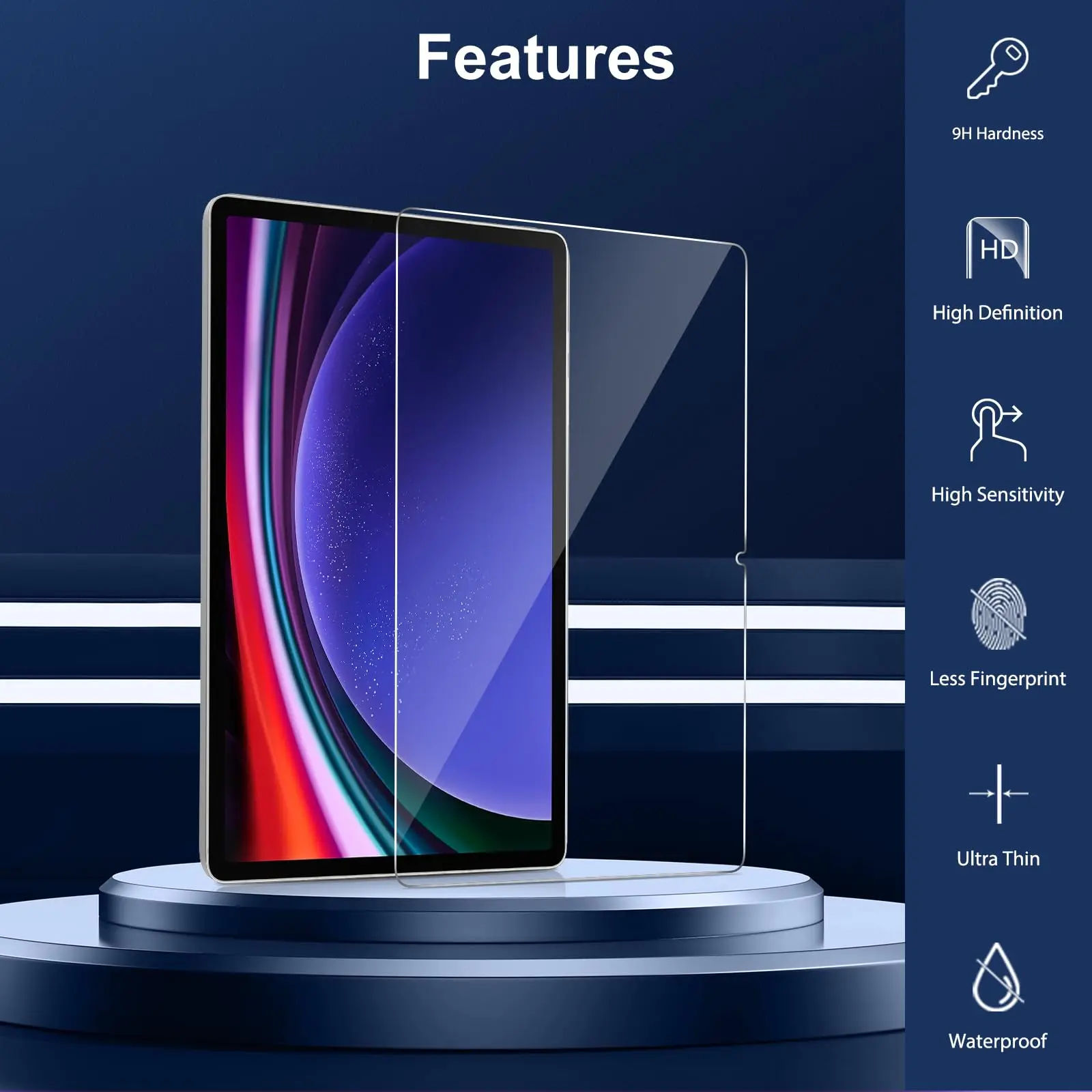 Screen Protector for Samsung Galaxy Tab S7 Plus/ S7 FE /S8 Plus /S9 Plus /S9 FE Plus 12.4 Tempered Glass for S9+ S9 FE+ S8+ S7 + 3