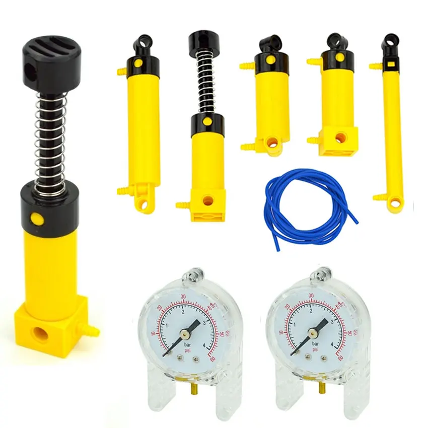 DIY 기술 공압 펌프 빌딩 블록 MOC V2 공압 실린더 펌프 스위치 호스, 공기 전원 벽돌 호환 45400 자동차 장난감