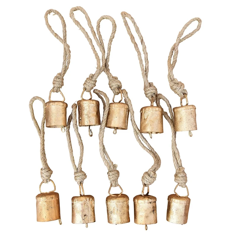 Hand call bell 10 Pcs vintage hanging bells Christmas decorations bells for home decor cow decoration with rope style