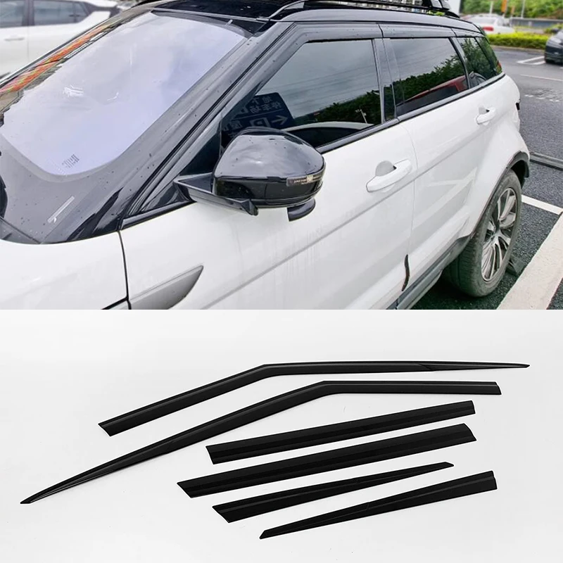 FIT For Land Rover Range Rover Evoque 2012- Black Chrome Door Window Visor Vent Shades Sun Rain Guard 6PCS waterproof