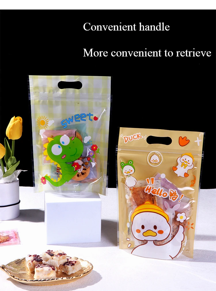 Description Picture 6 of item50pcs Cartoon Food Packaging Ziplock Bags Stand Up Candy Snack Cookies Storage Bag Kids Plastic Self-sealing Pouches Packag Bags