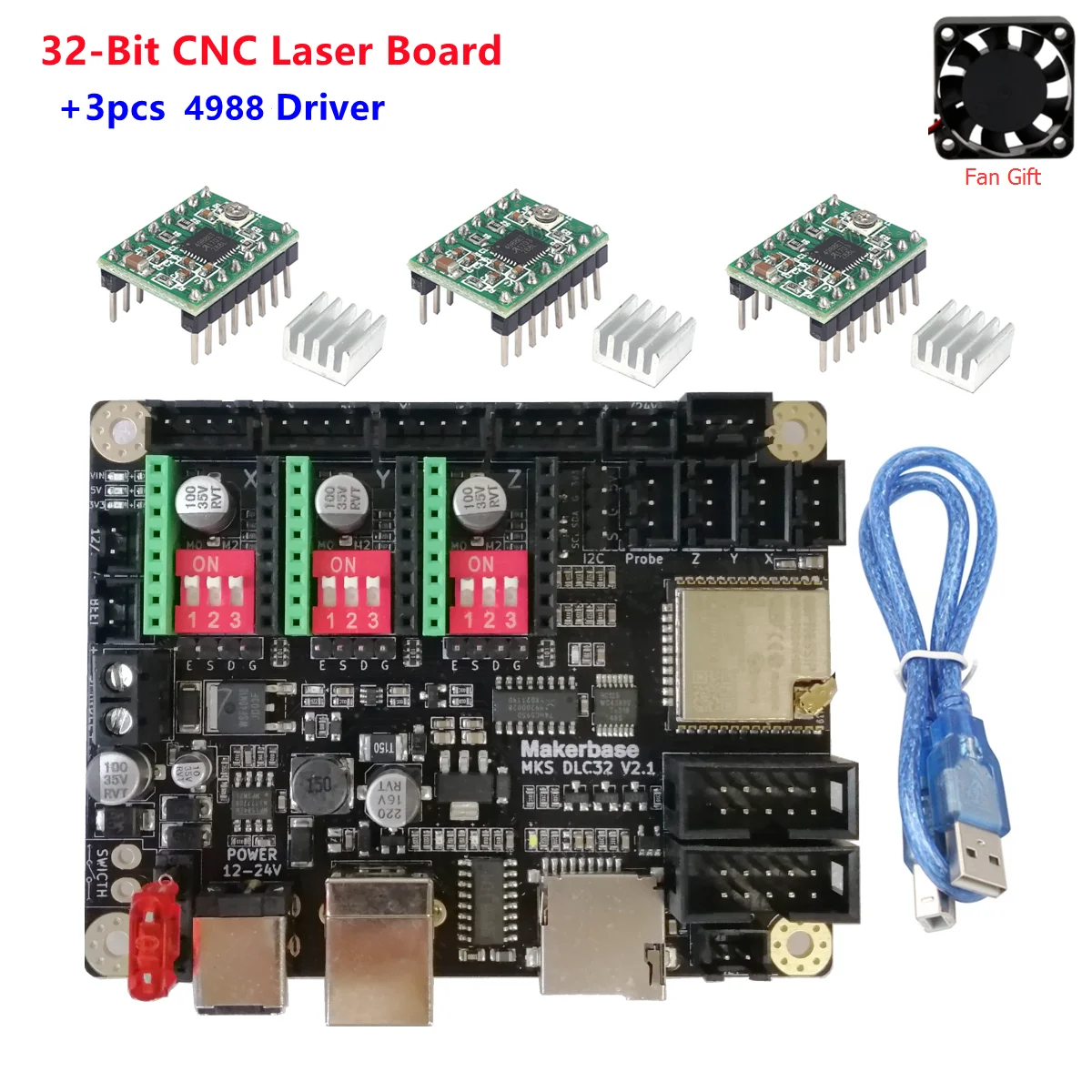 MKS DLC32 offline controller 32bits ESP32 control card TS35-R V2.0 LCD CNC 3020 MAX upgrade parts for desktop engraving machine synchronous timing belt 3D Printer Parts & Accessories