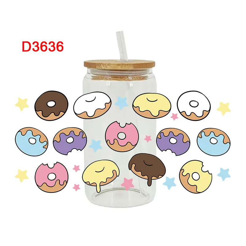 3D UV DTF Transfers Stickers 16oz Cup Wraps Coffee Printed For DIY Glass Ceramic Metal Leather Etc. D3242 dtf transfer sticker