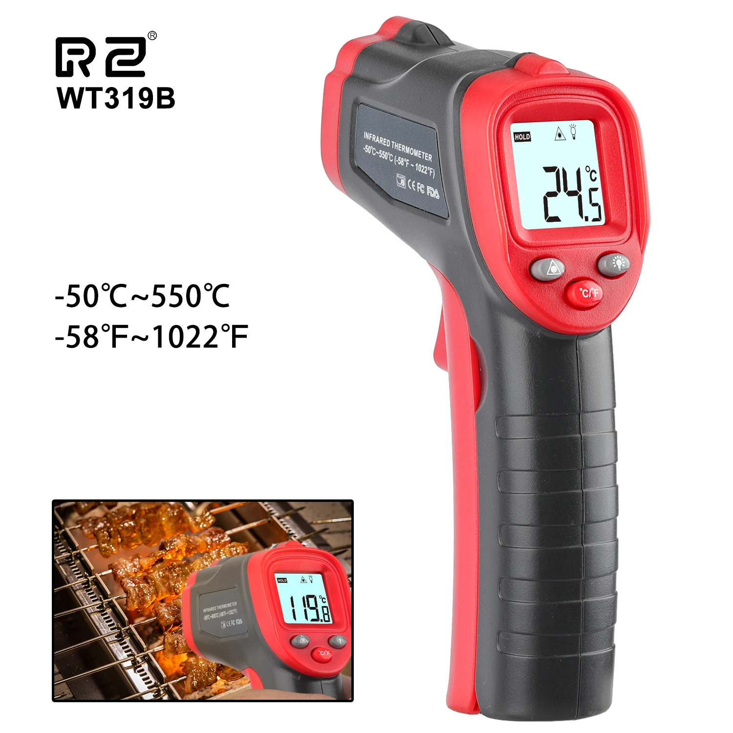 Temperature Gun Infrared Thermometer for Cooking, Digital Laser