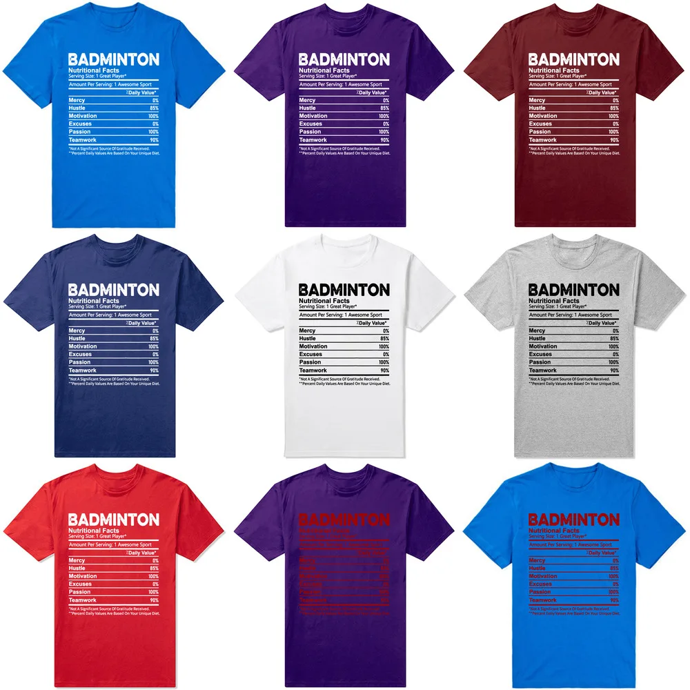 Camiseta hombre badminton nutrition facts estampada algodón casual_voghion.com
