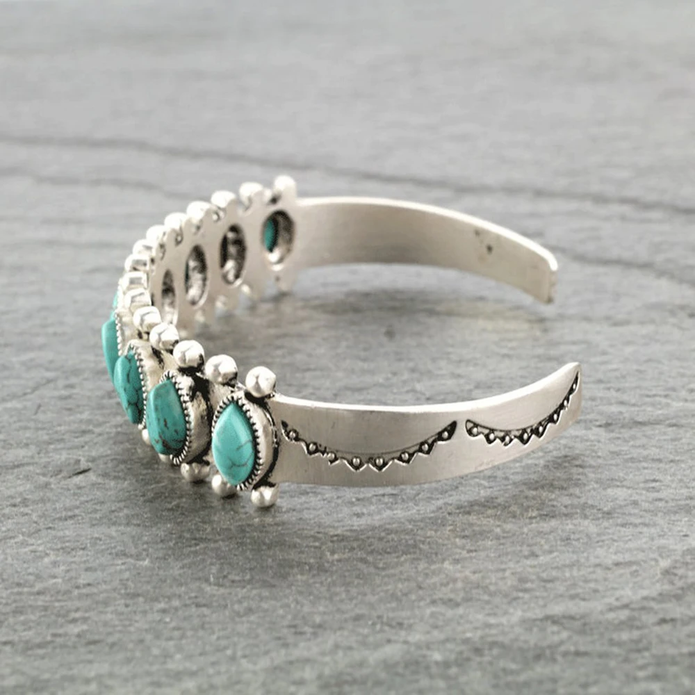 Antique Silver Color Natural Stone Bracelet for Women Female Simple Luxury Bracelet Trendy Woman Jewelry bangle bracelet,stone bracelet