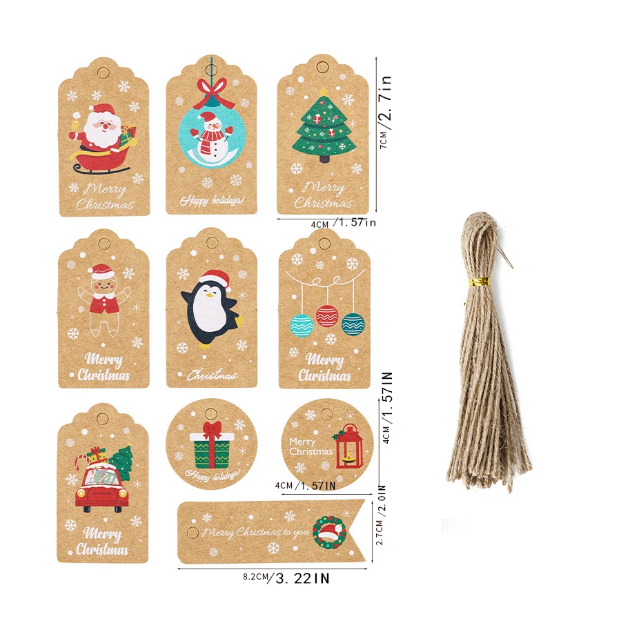 50 teile/satz Weihnachten Kraft papier Tags Brief Santa Claus Geschenk Tag Vintage Karte DIY Weihnachts feier Dekoration Versorgung – Detail 8