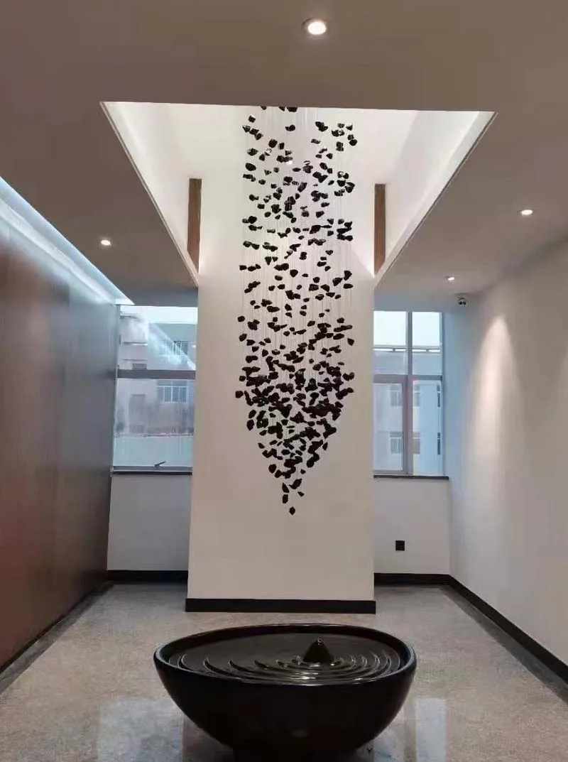 Modern Crystal Glass Chandelier Staircase Luxury Stone Chandeliers Lighting Home Decor Cristal Pendant Suspension Lamps