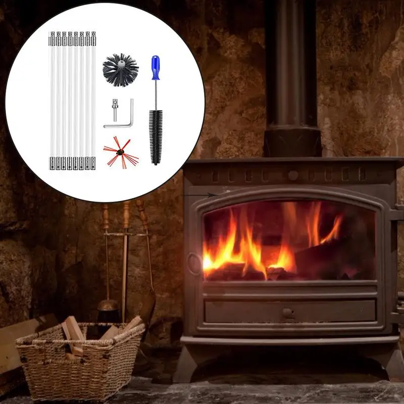 

Chimney Sweep Cleaning Tools Chimney Brush Kit With Rods Fireplace Chimney Brush Rod Kit For Cleaning With Replacement Brush