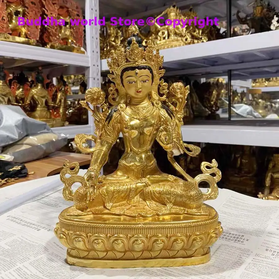 

30CM large GOOD buddha statue Asia home family Buddhism protection Gilding golden Guanyin Bodhisattva White Tara buddha statue