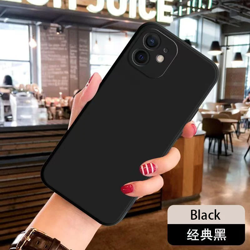 Sleek Matte Square Silicone Phone Case with Camera Protection