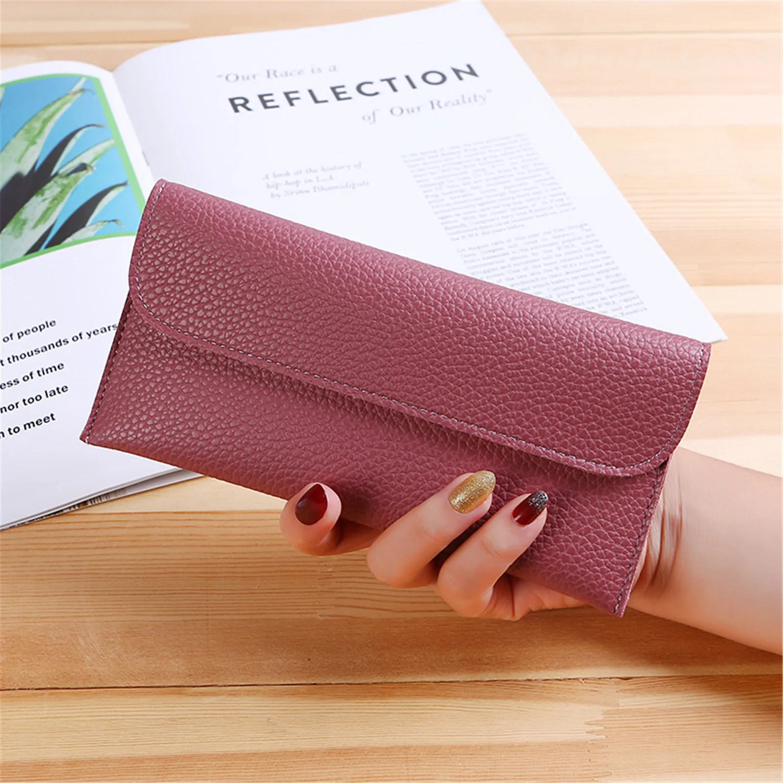 

Women Long Wallets Large Capacity New Fashion PU Leather Coin Purses Hasp Clutch ID Credit Card Holder Money Bag Clip Handbag