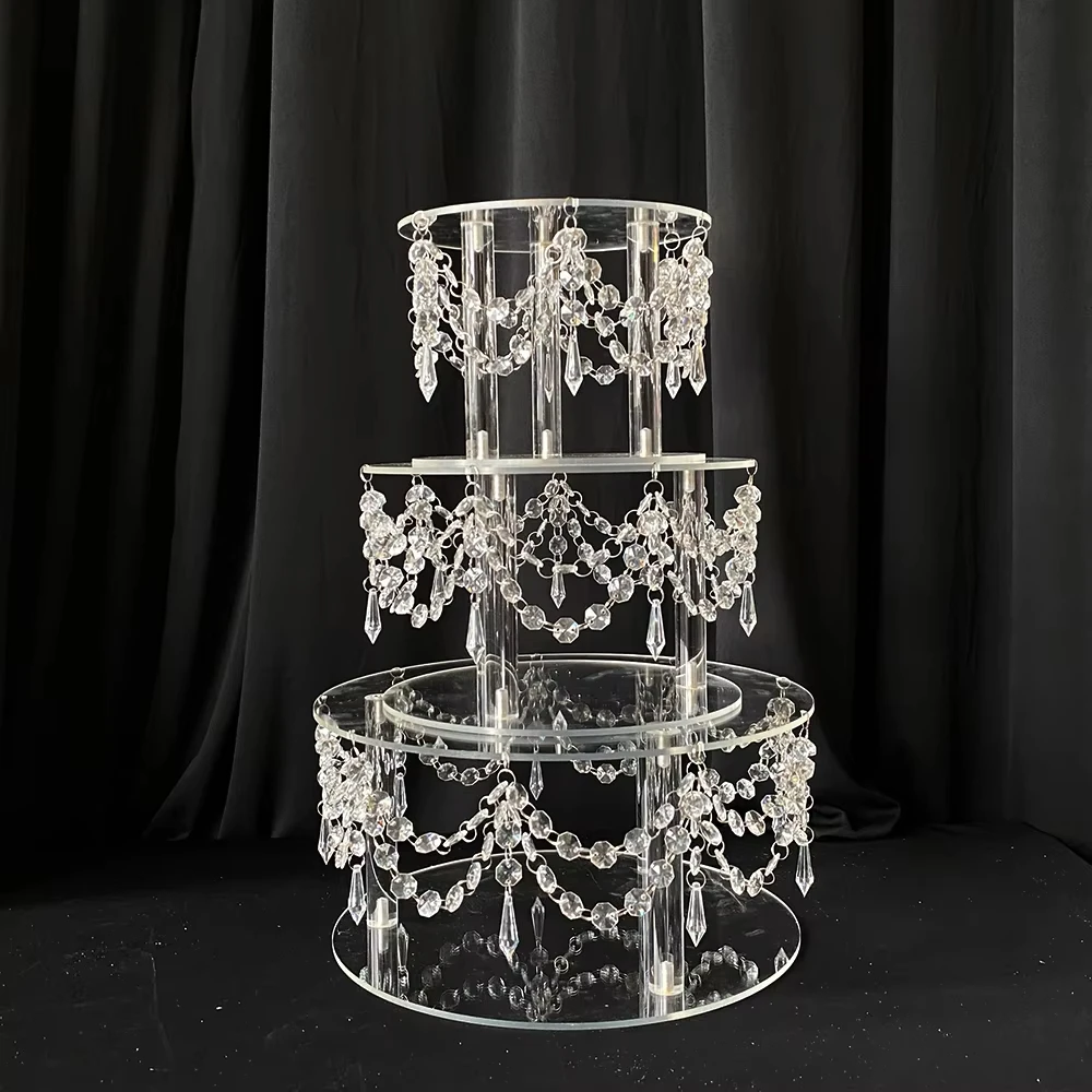 3 Pieces Luxury Transparent Dessert Cake Stand Set Tall Cake Tray Wedding Birthday Part... - SKU LDCS1310 - UGI Packaging