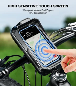 Supporto per borsa da manubrio per telefono da bici Copertura per bici e parasole Base per montaggio su manubrio Borsa da bici impermeabile per telefono cellulare touch-screen