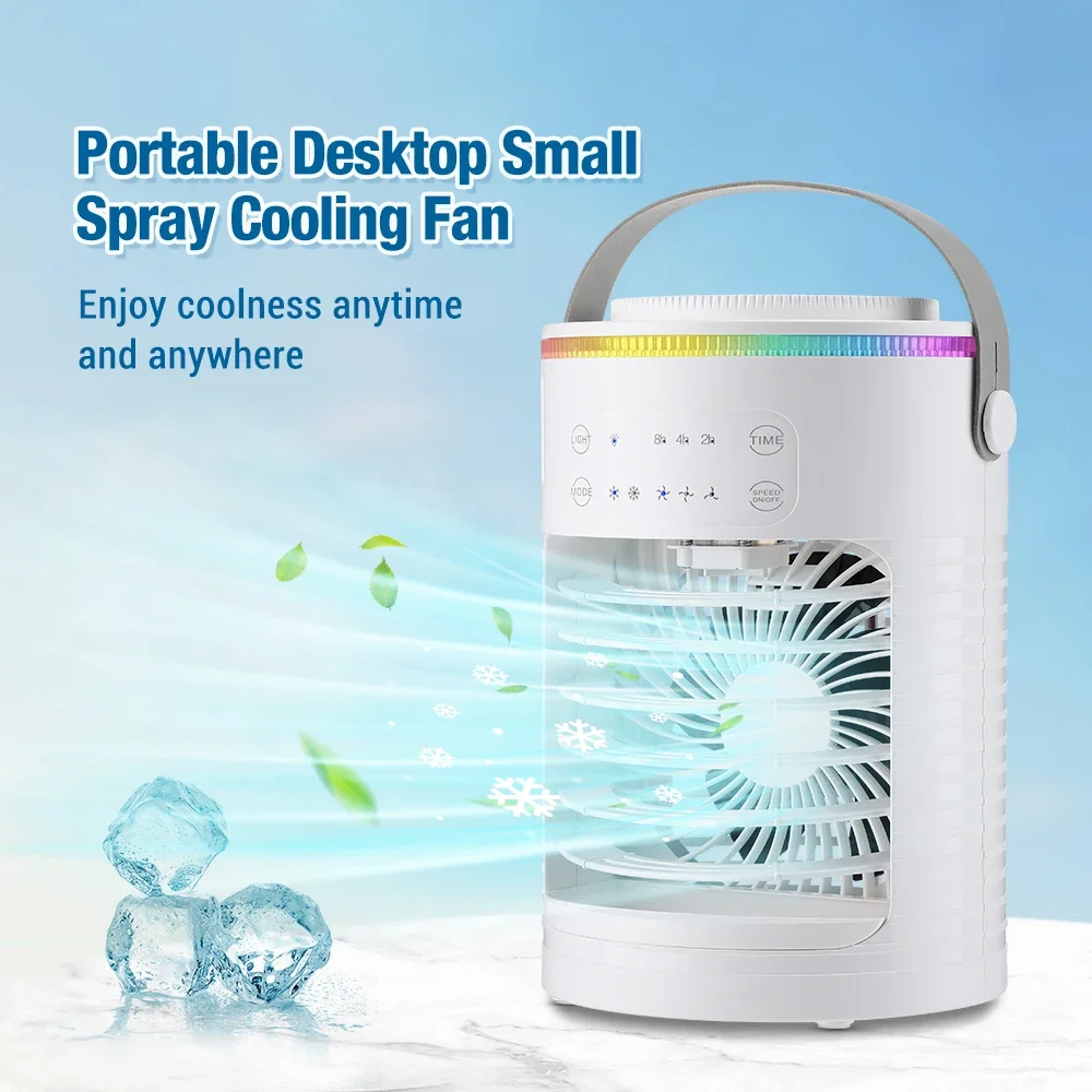 Portable Mini 3 In 1 Fan AIr Conditioner Household Air Cooler LED Color Night Light Humidifier Air Adjustment Fan Office HomeFan 1